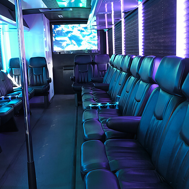 Daytona Beach party bus with dvd players