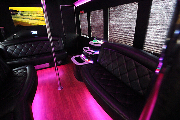 Colorful lights in party bus