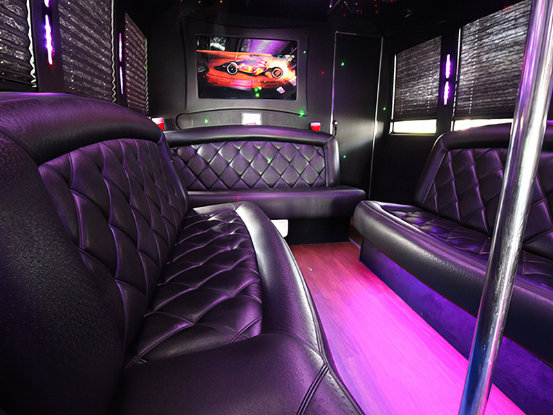 Flat screen TV in our prom limos