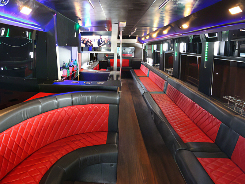 Inside a modern limo bus