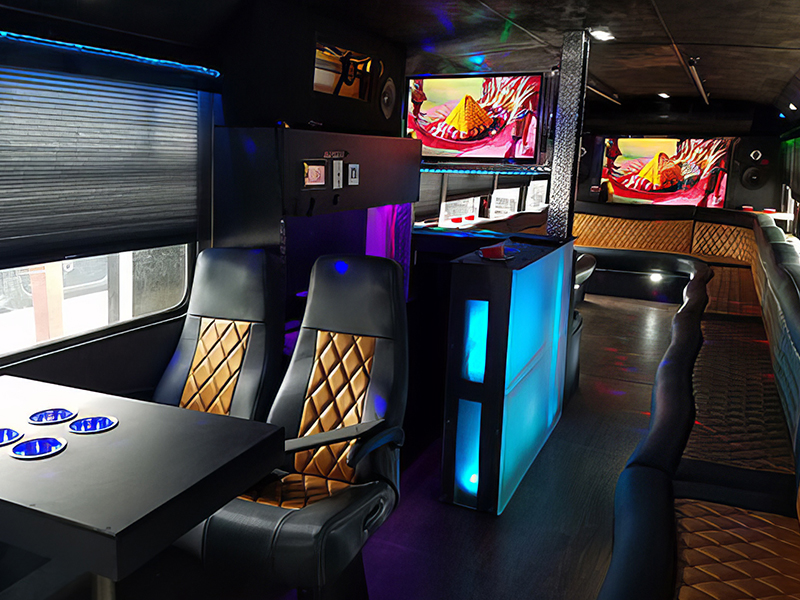 Charter bus interior