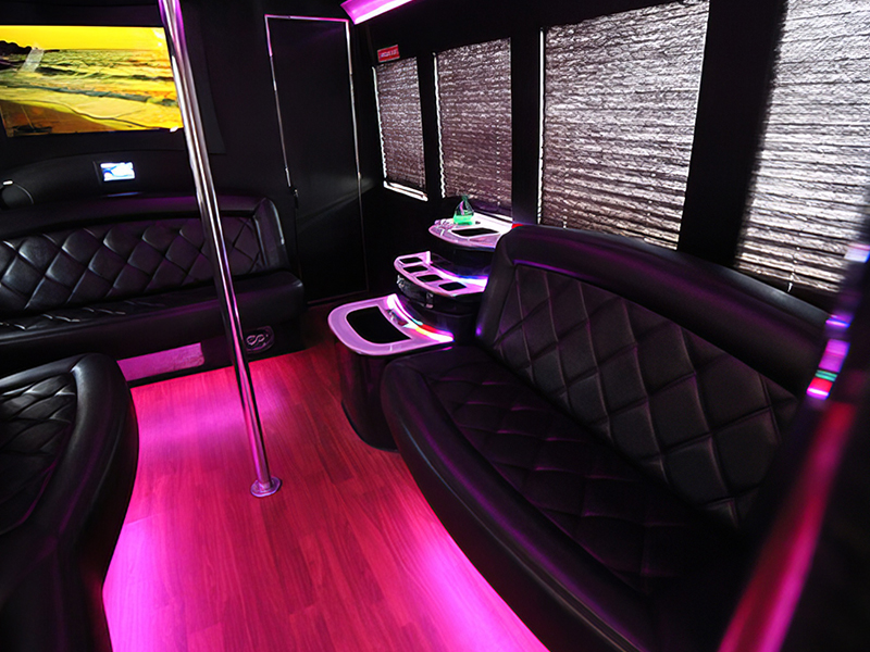 Charter bus interior